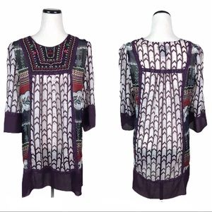Neslay Paris sheer embroidered boho tunic
